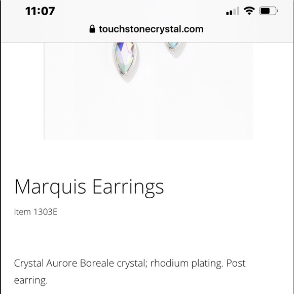 Touchstone Crystal “ Marquis Earrings” Crystal AB - Picture 2 of 3